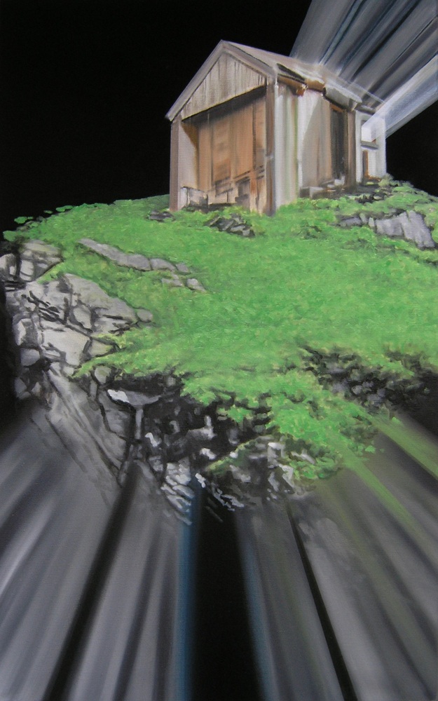 Die Berghütte, 2024, Öl auf Leinwand, 80 x 50 cm, 3.900 €